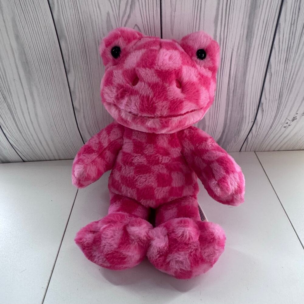 Build-A-Bear Pink Checkered Frog Plush 16” Leaps of Love Valentine’s Day